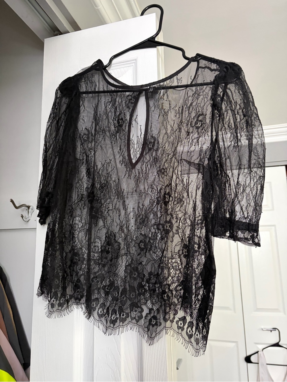 Black Lace Sheer Blouse